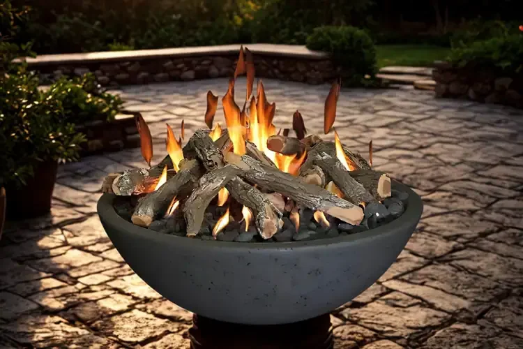 Grand Canyon Black 48" x 16" Concrete Gas Fire Bowl with Burner