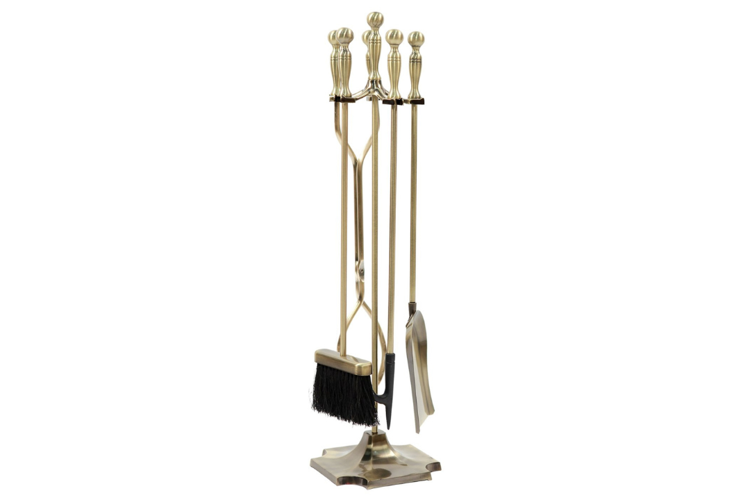 Concord Fireplace Tool Set in Antique Brass Finish