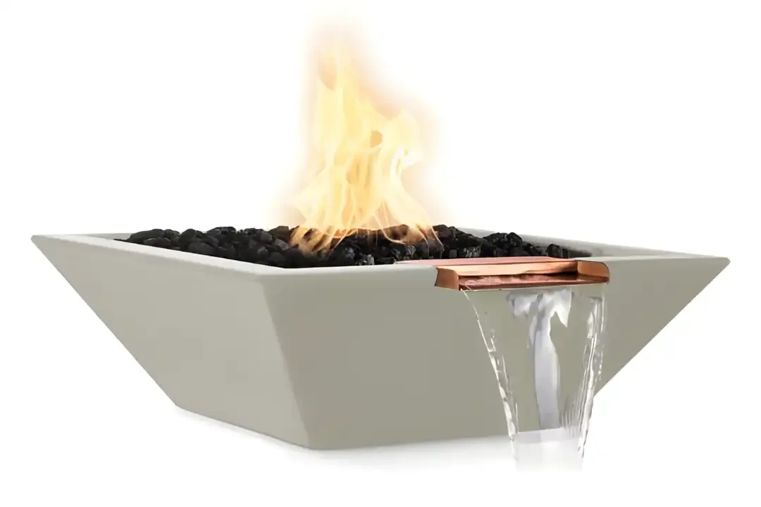24" Maya Fire & Water Bowl GFRC Concrete - Ash