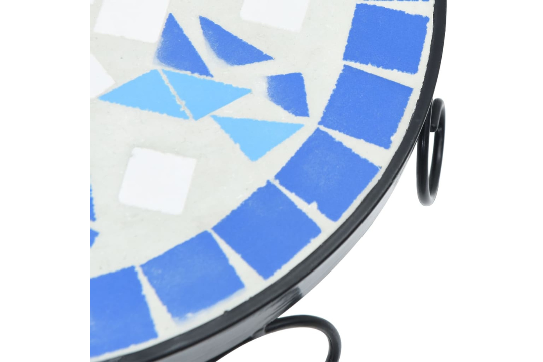 Close-up of Blue and White Mosaic Tabletop