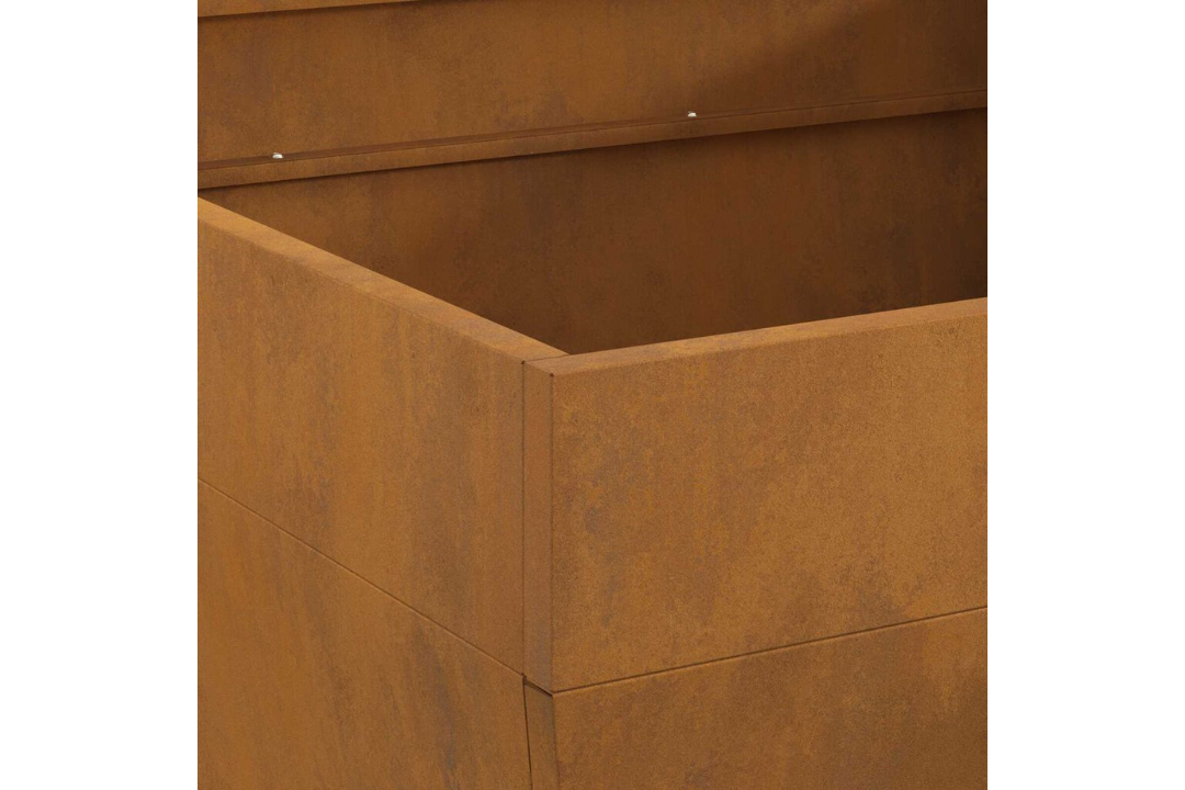 Sleek Fire Pit Square 80 x 80 x 43 cm Steel in Rusty Brown Weathering Steel