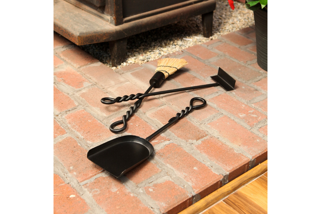 Rope Handle Mini Fireplace Tools – Wrought Iron in Black Powder Coated Finish