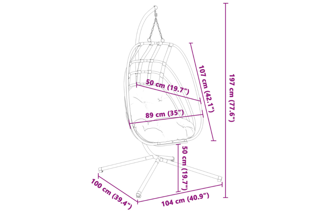 Hanging Egg Chair with Stand Anthracite Steel Specifications