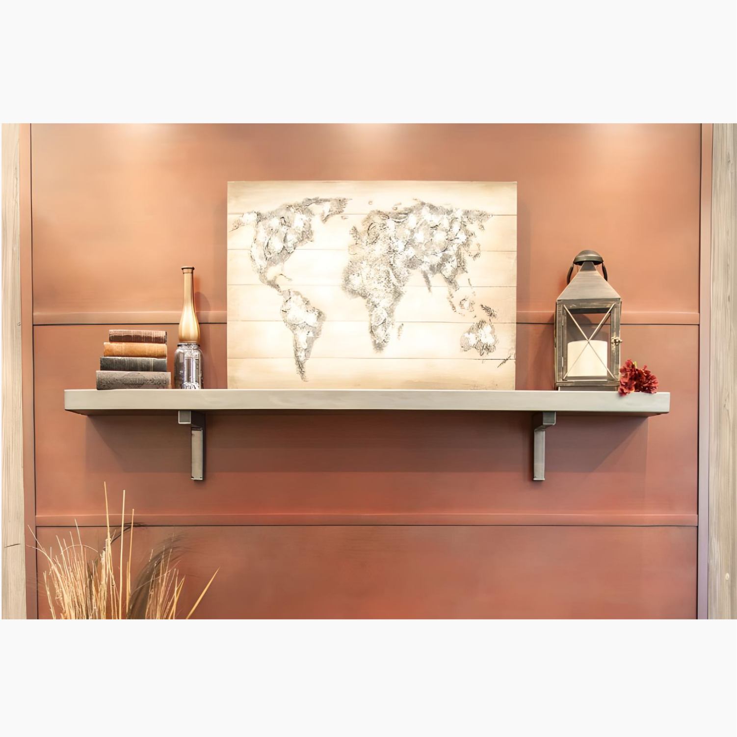 Steel Fireplace Mantel Shelf With Optional Brackets