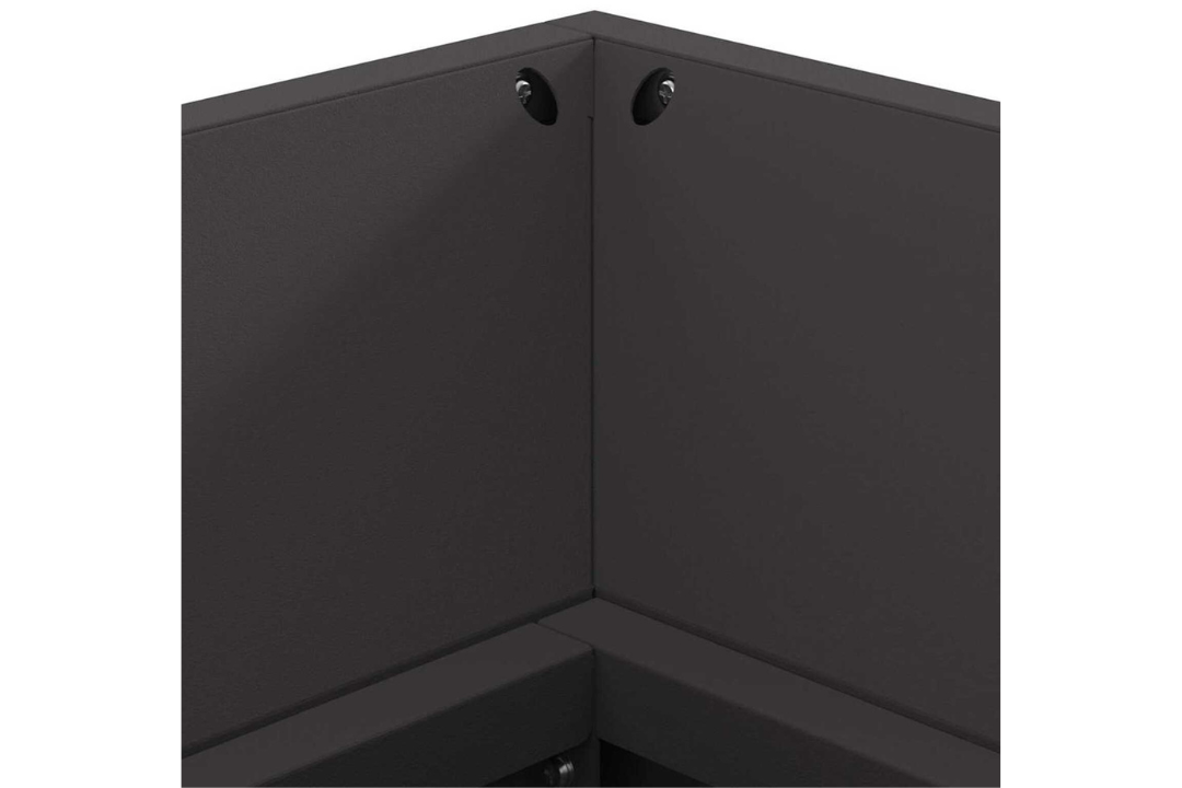 Sleek Fire Pit with Log Storage 160 x 45 x 35 cm in Black Cold-Rolled Steel