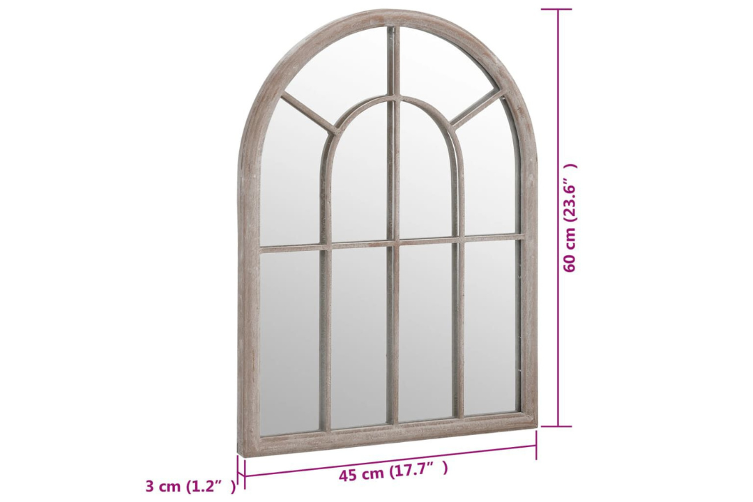 Vintage Arched Outdoor Garden Wall Mirror 60 x 45 cm in Sand Specifications