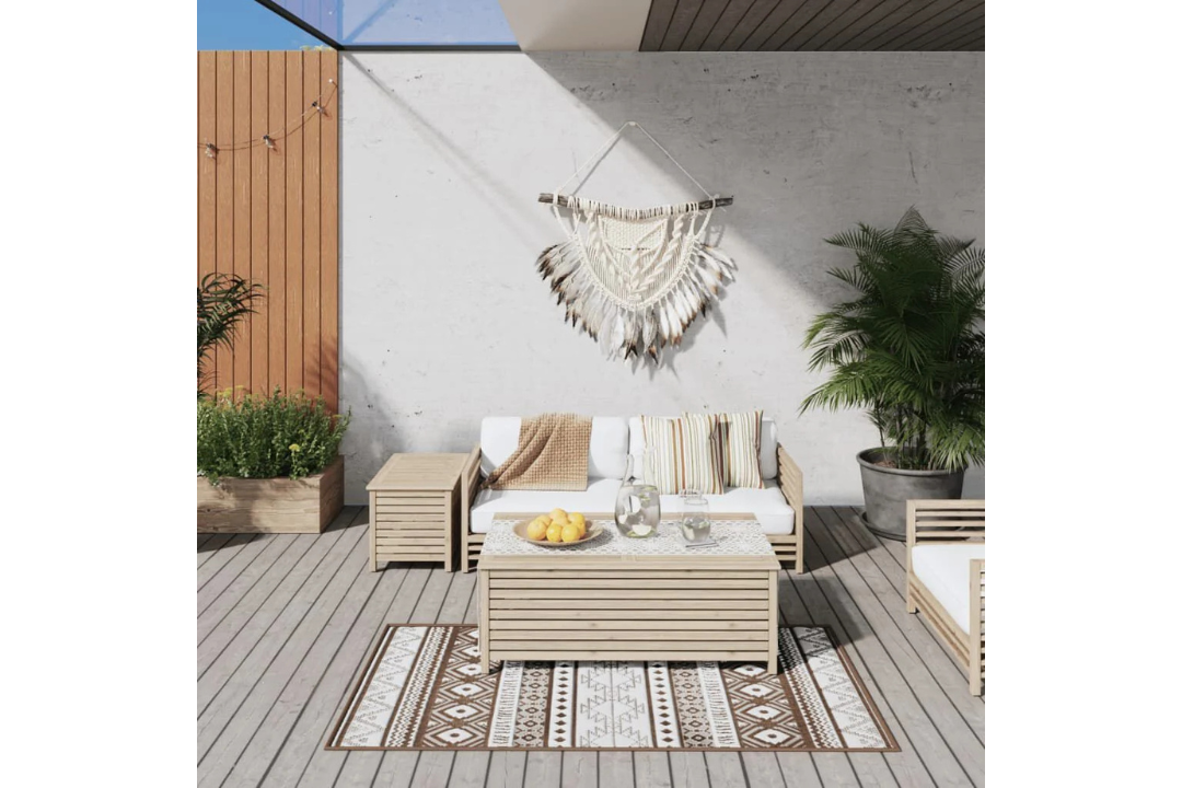 Outdoor Rug Brown and White 80 x 150 cm