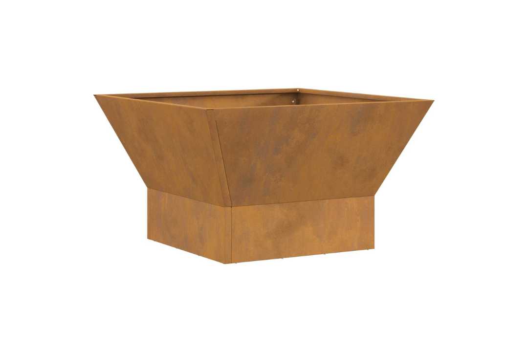 Fire Pit Square 60 x 60 x 35 cm in Rusty Brown