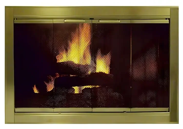 Plated Antique Brass Fireview Masonry Fireplace Door
