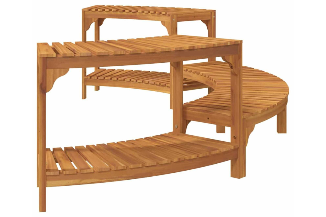 Low-Maintenance Hot Tub Surround Half-Round Solid Wood Acacia in 272 x 120.5 x 55.5 cm