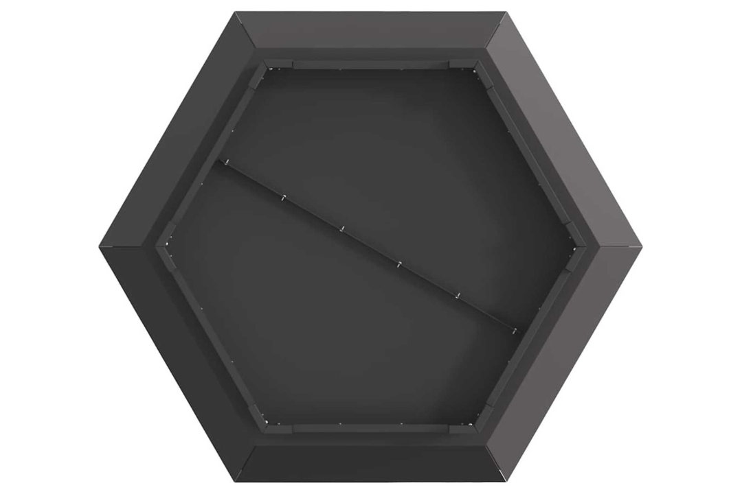 Heavy-Duty Fire Pit Hexagonal Black Cold-Rolled Steel – Outdoor Wood Burning in 75 x 75 x 28 cm