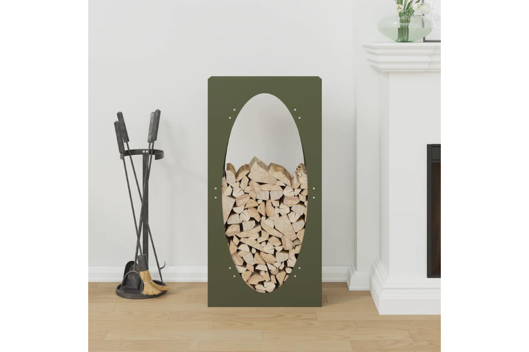 High-Quality Firewood Rack 50 x 23 x 100 cm in Olive Green Made of Cold-Rolled Steel