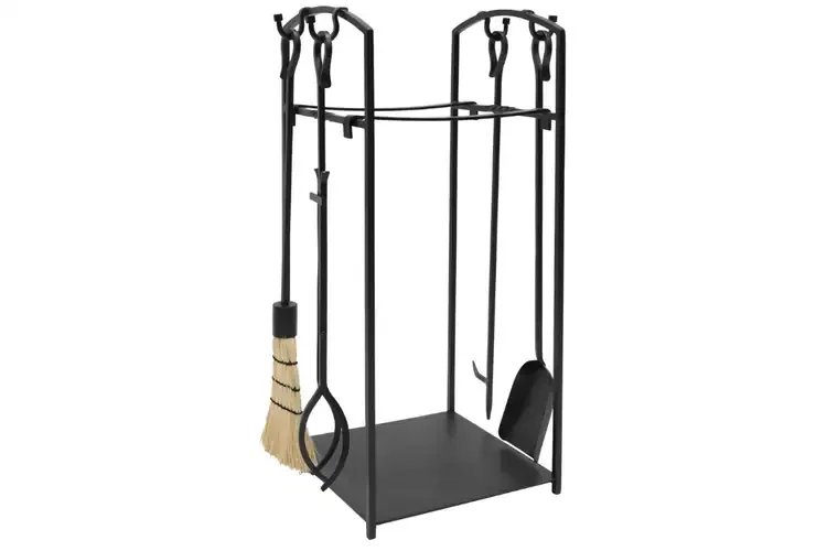 32 Inch Mission Wood Holder with Tools Made from Wrought Iron