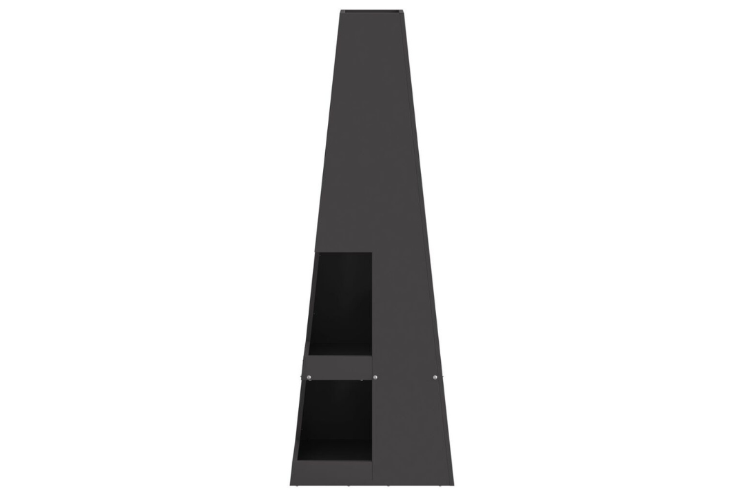 High-Quality Fire Pit with Log Storage 35 x 35 x 100 cm in Black Cold-Rolled Steel