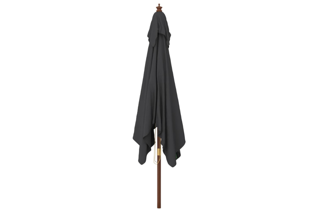 Foldable Garden Parasol with Wooden Pole 300x300x273 cm in Black