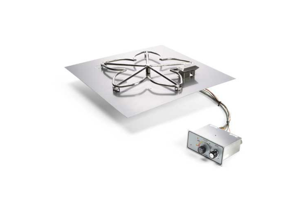 HPC Square Flat Fire Pit Insert Push Button Ignition Standard Burner