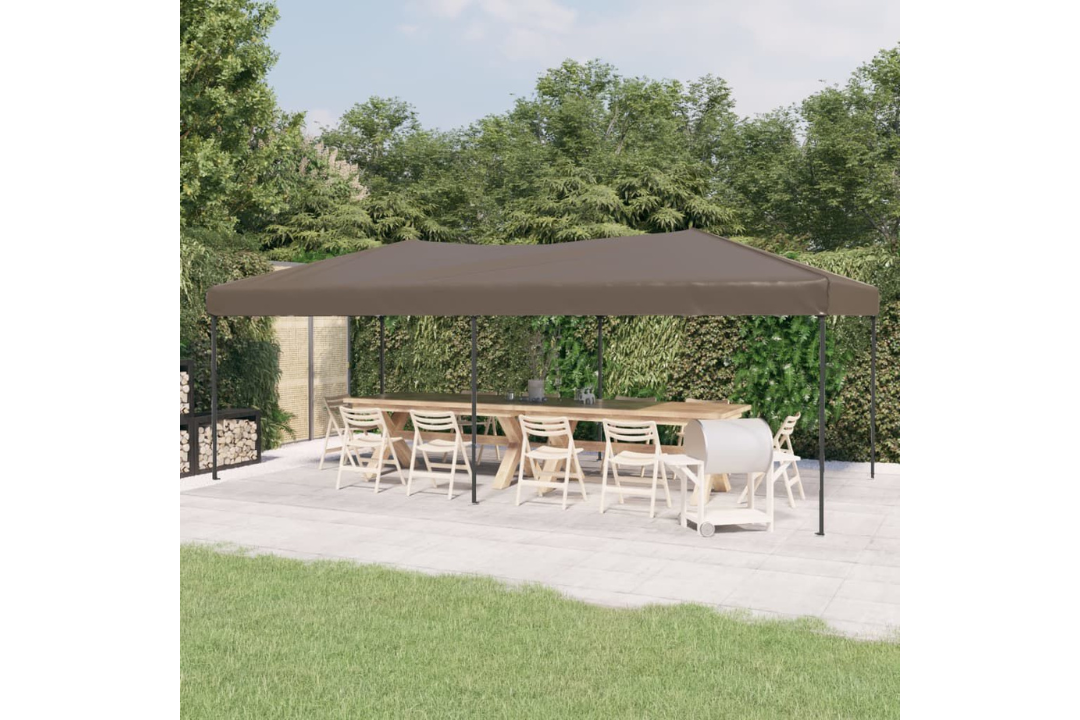 Folding Party Tent 3 x 6 m in Taupe with 210D Oxford Fabric with Silver Coating