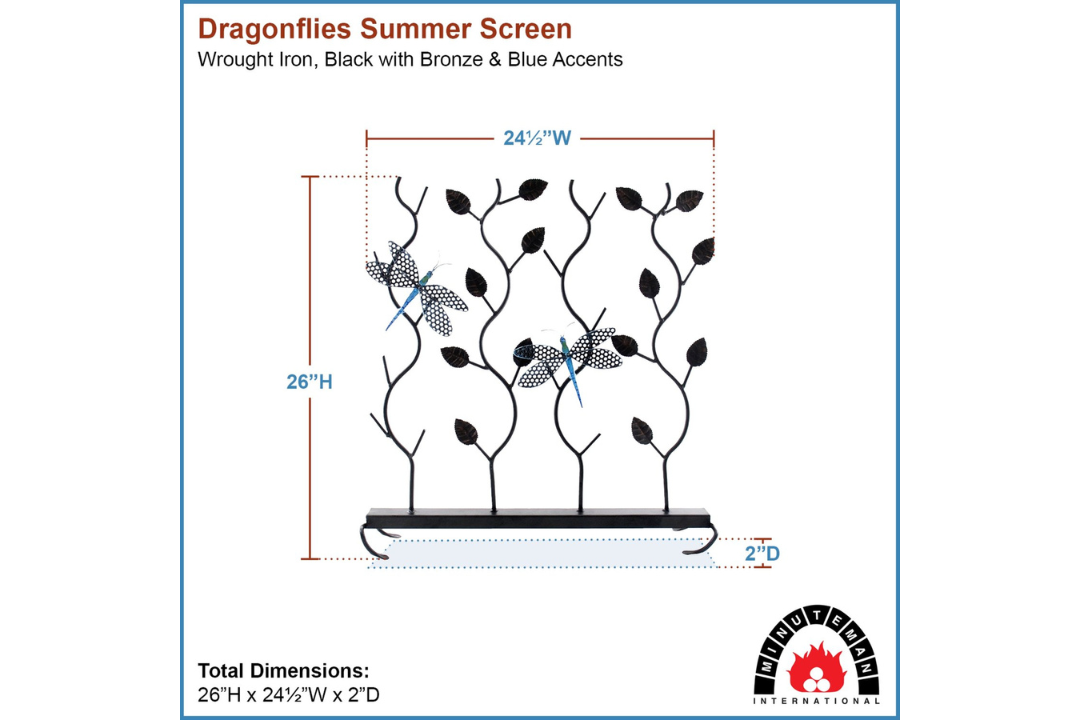 Dragonflies Fireplace Summer Screen Specifications