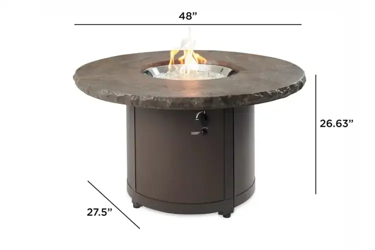 Beacon Marbleized Noche 48" Round Gas Fire Pit Table Dimension
