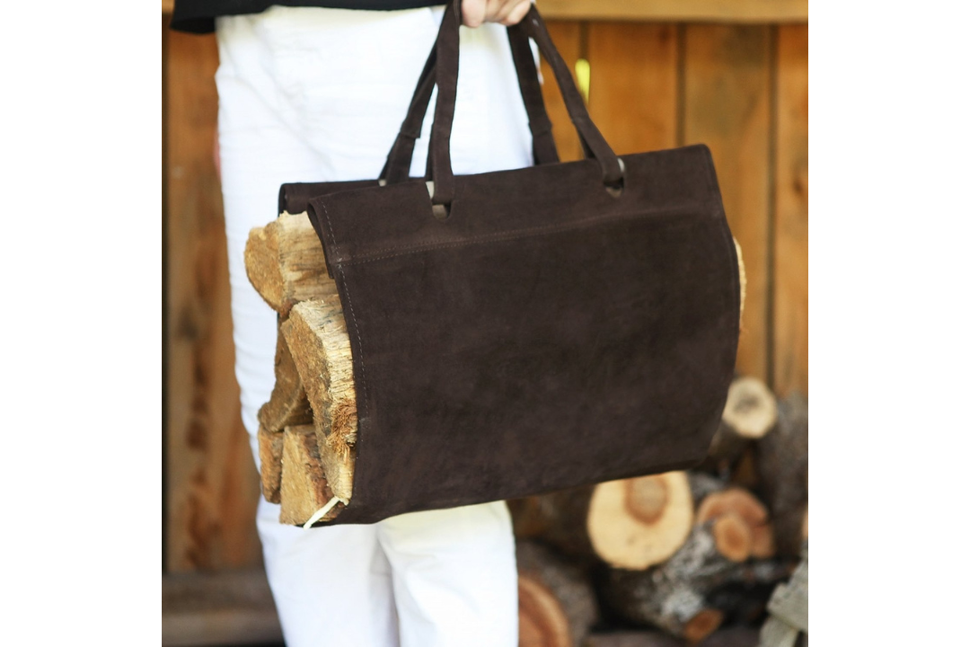 Lightweight Suede Log Carrier – Dark Brown