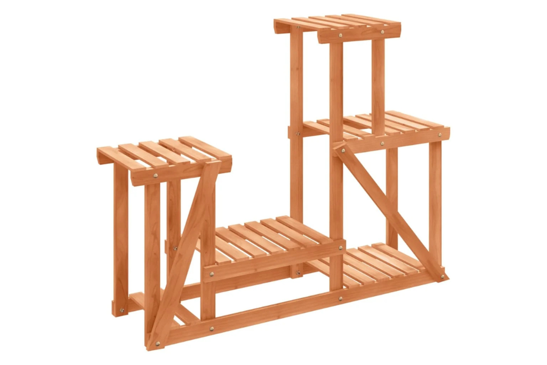 Solid Wood Fir Flower Stand 90 x 25 x 73.5 cm in Light Brown