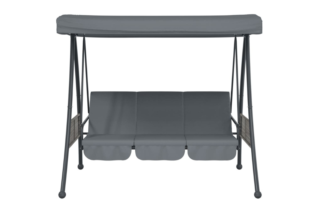 Sturdy Patio Swing Bench with Adjustable Canopy Steel in Dark Gray