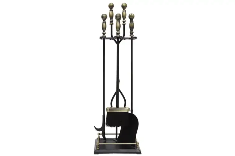 Oxford Fireplace Tool Set in Black & Antique Brass