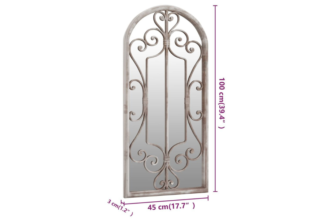 Rustic Outdoor Only Garden Mirror 100 x 45 cm in Sand Specifications