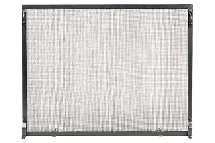 Colonial Flat Fireplace Screens – Wrought Iron, Graphite Finish in 38 x 30