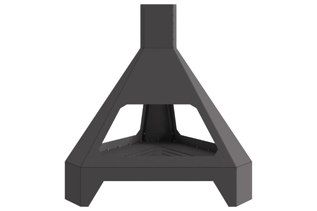 High-Quality Fire Pit with Chimney 50 x 43 x 52 cm in Matte Black Cold-Rolled Steel