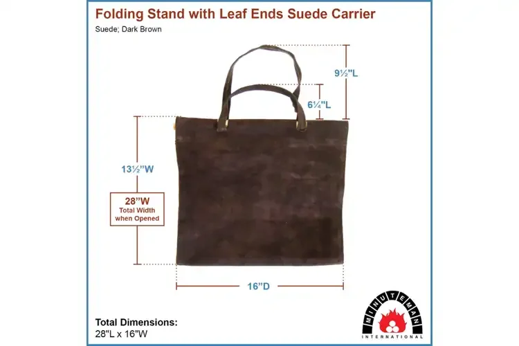 Folding Wrought Iron Log Holder with Suede Details Specifications