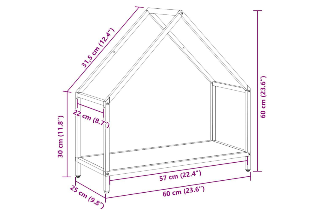 Firewood Rack 60 x 25 x 60 cm in Black Made of Cold-Rolled Steel Specifications