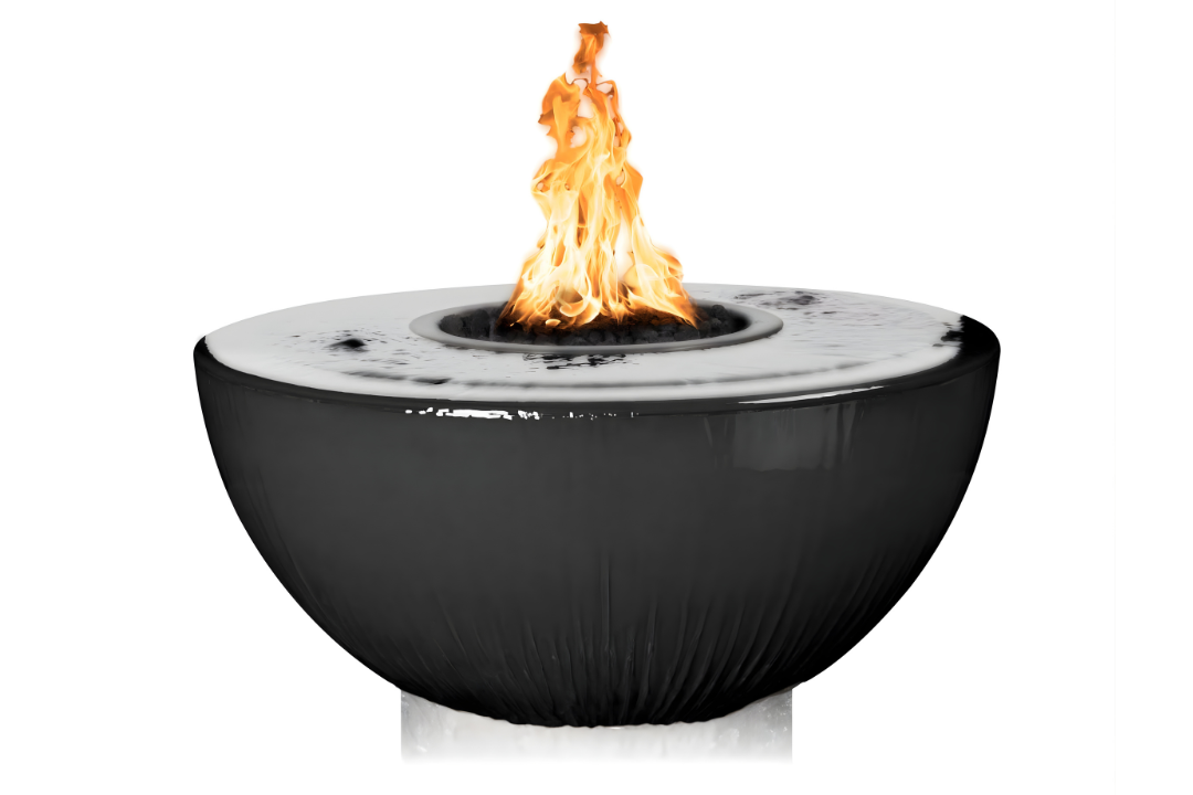The Outdoor Plus 38" Sedona 360° Spill Fire & Water Bowl - Black
