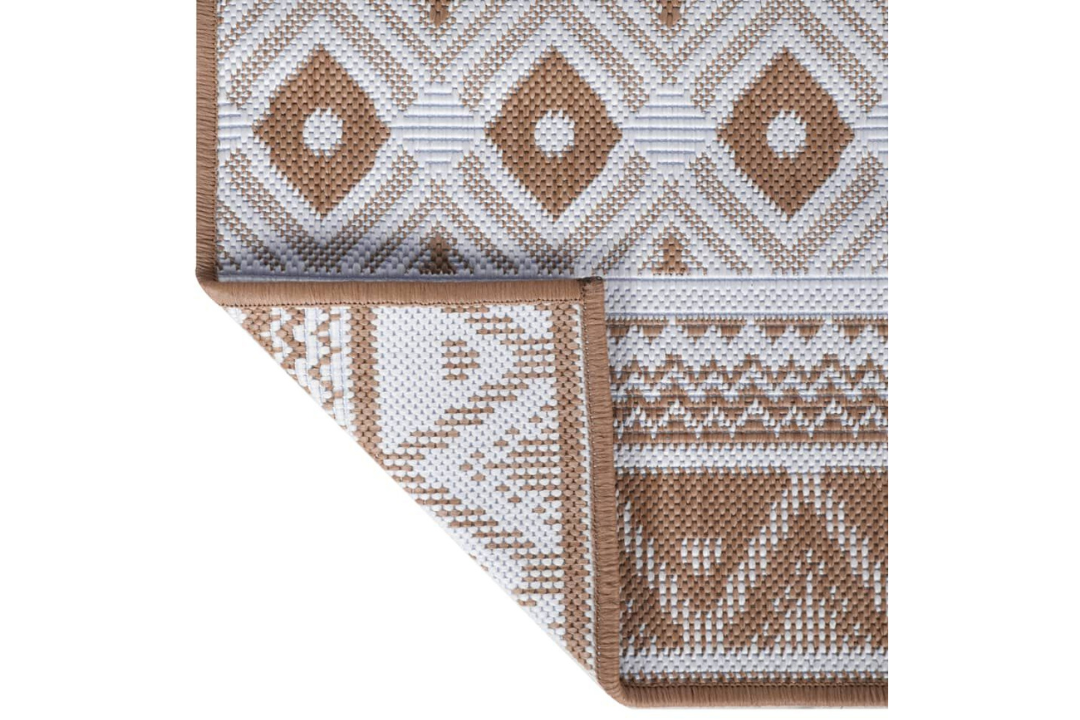 Flatweave Outdoor Rug Brown and White 80 x 150 cm Reversible Polypropylene