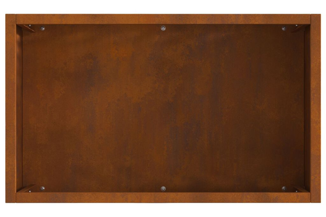Minimalist Fire Pit Rectangular 50 x 30 x 40 cm in Rusty Brown Weathering Steel