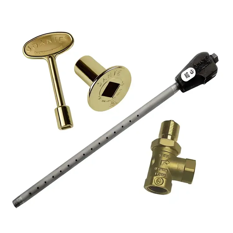 17" Log Lighter Combo Pack  With Angled Ball Valve And 3 ” Brass Key And Floor Plate