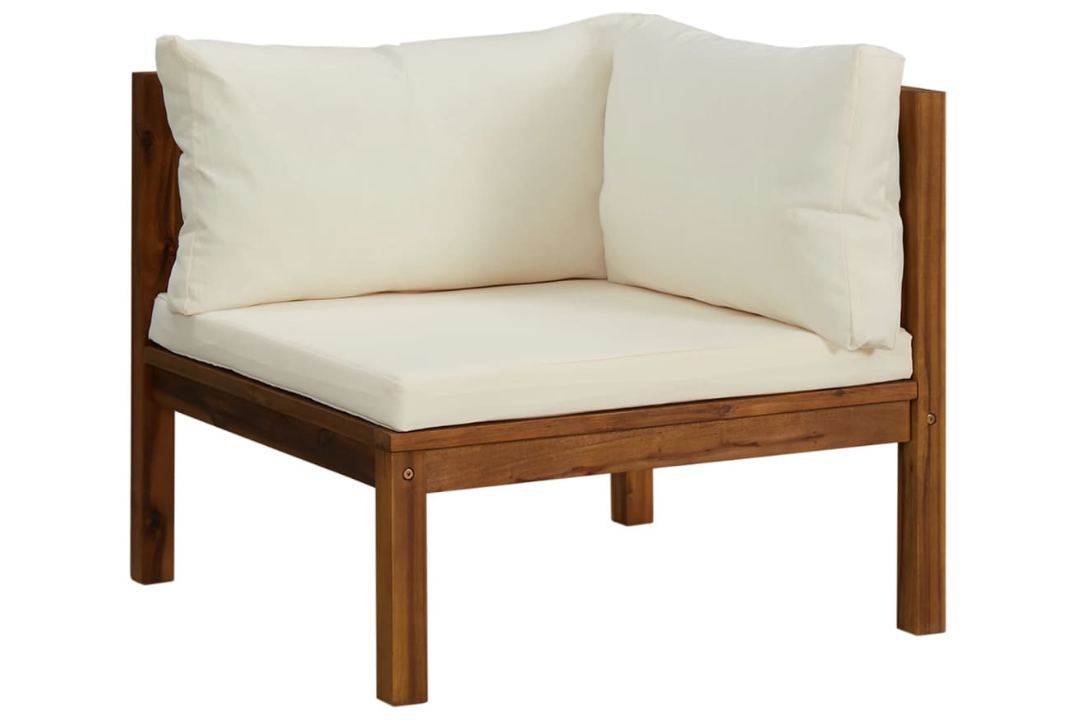 10 Piece Garden Lounge Set with Cream Cushion Solid Acacia Wood Corner Sofa