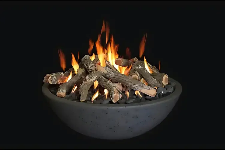 Grand Canyon 39" x 13" Concrete Gas Fire Bowl with Burner Black