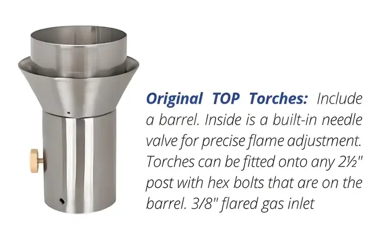 Diamond Plate Stainless Steel Gas Tiki Torch Head With Top Torch Head