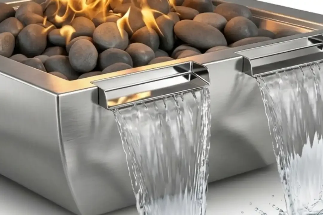 30" Avalon Fire & Water Bowl – Twin Spill - Stainless Steel