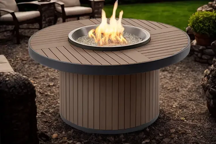 Kenwood and Brooks Brown Round Chat Height Fire Pit Table