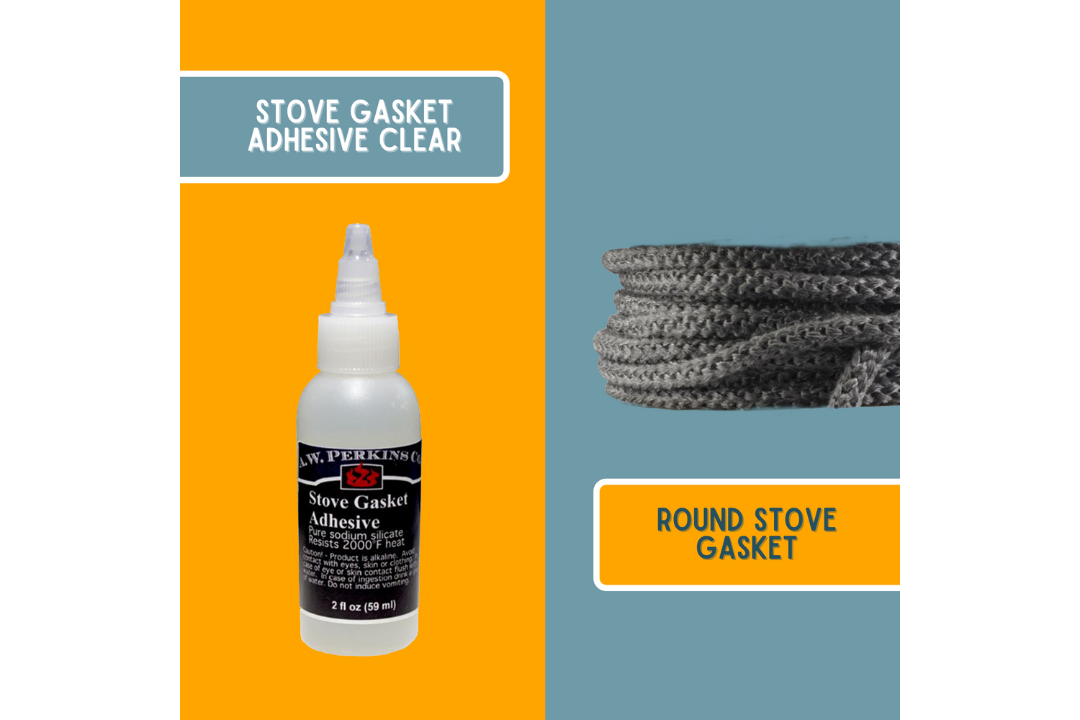 Earth Stove Door Gasket Kit – 6 Ft 1/2" Fiberglass Rope Gasket with Clear Gasket Adhesive (For Smooth Steel Or Plated Surfaces)