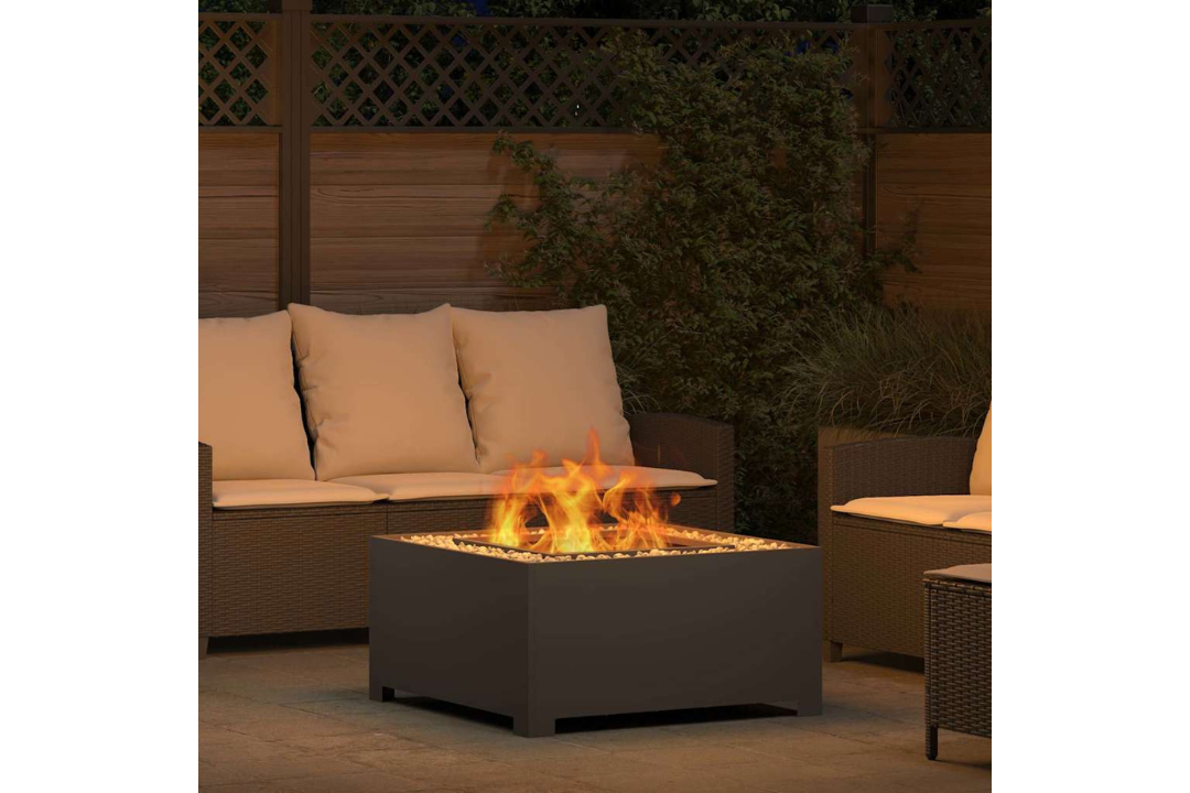 Modern Fire Pit Square 80 x 80 x 40 cm in Black Cold-Rolled Steel