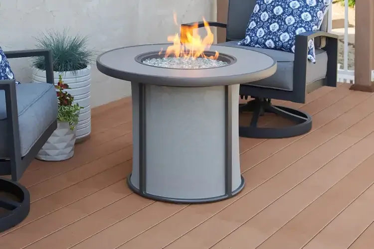Stonefire Light Grey Round Gas Fire Pit Table
