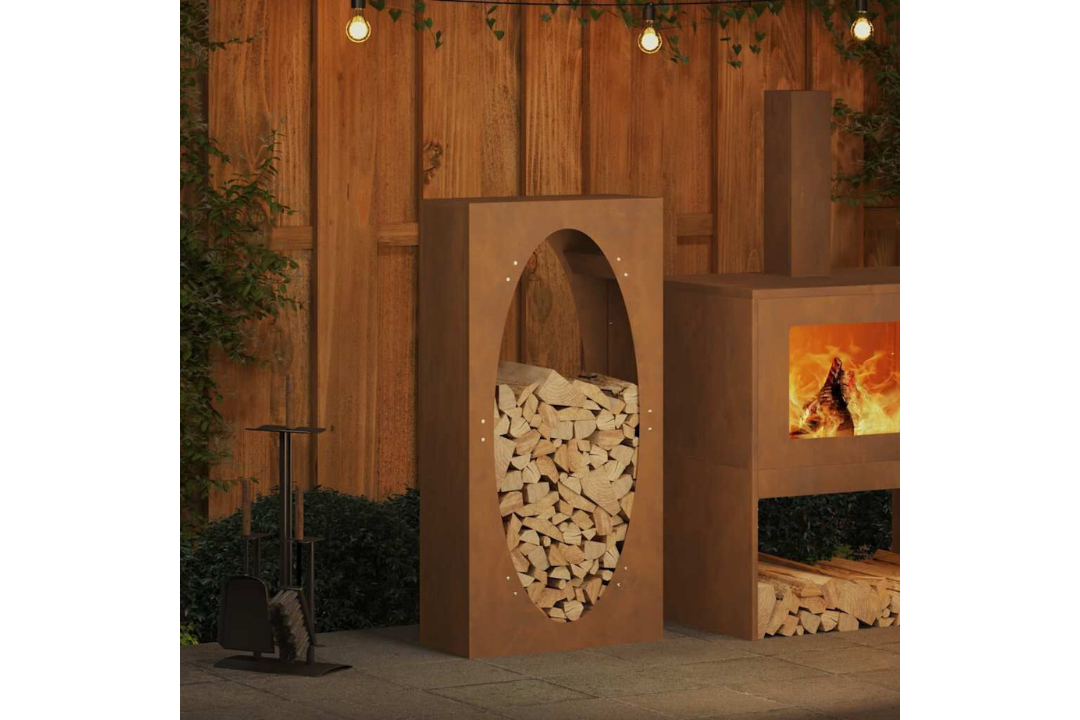 High-Quality Firewood Rack 50 x 23 x 100 cm in Weathering Steel