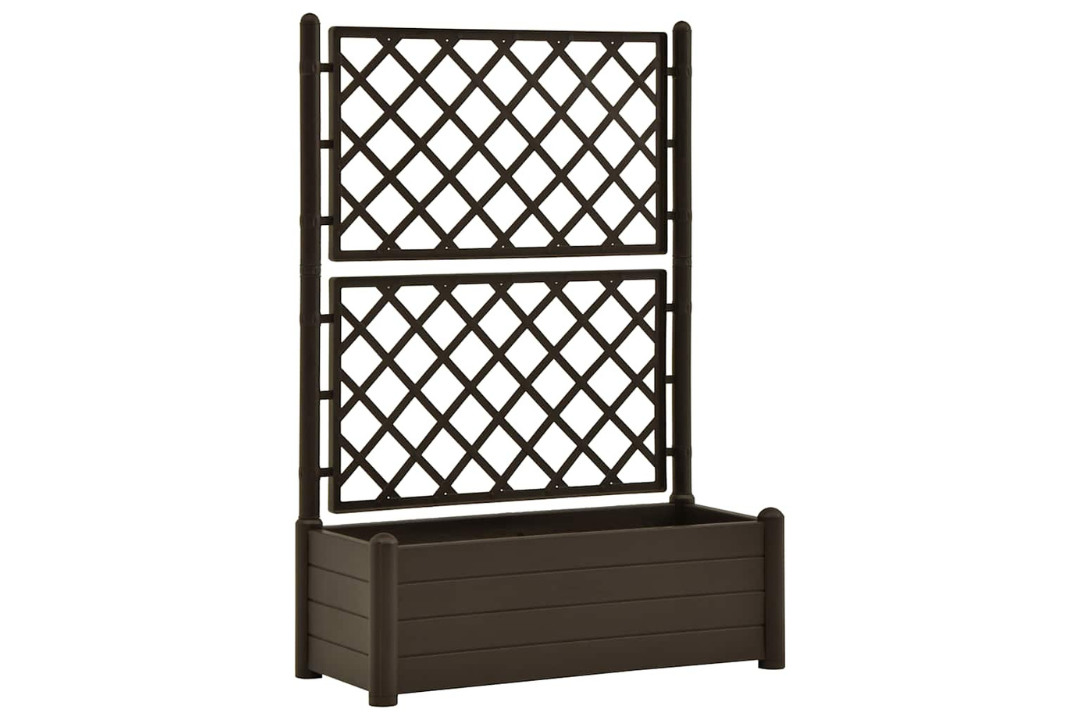 Garden Planter with Trellis PP Mocha Made from Weather-resistant Polypropylene (PP)