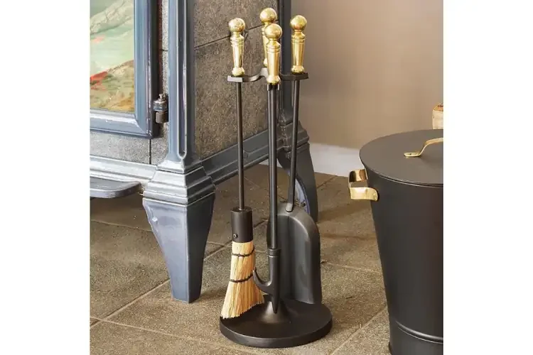 Holden 3-Piece Mini Tool Set in Black & Polished Brass Made of Cast and Wrought Iron