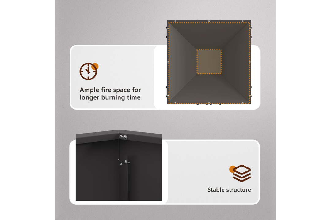 Fire Pit Hexagonal Black Cold-Rolled Steel – Outdoor Wood Burning in 75 x 75 x 28 cm Details