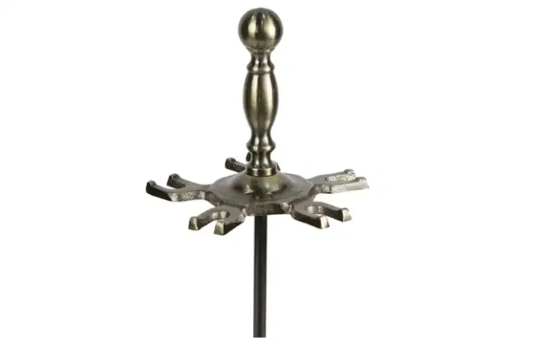 Antique Brass Fireplace Tool Set Cast Iron Yoke