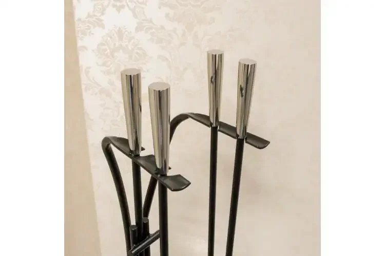 Park Avenue Fireplace Tool Set in Black & Nickel Handle